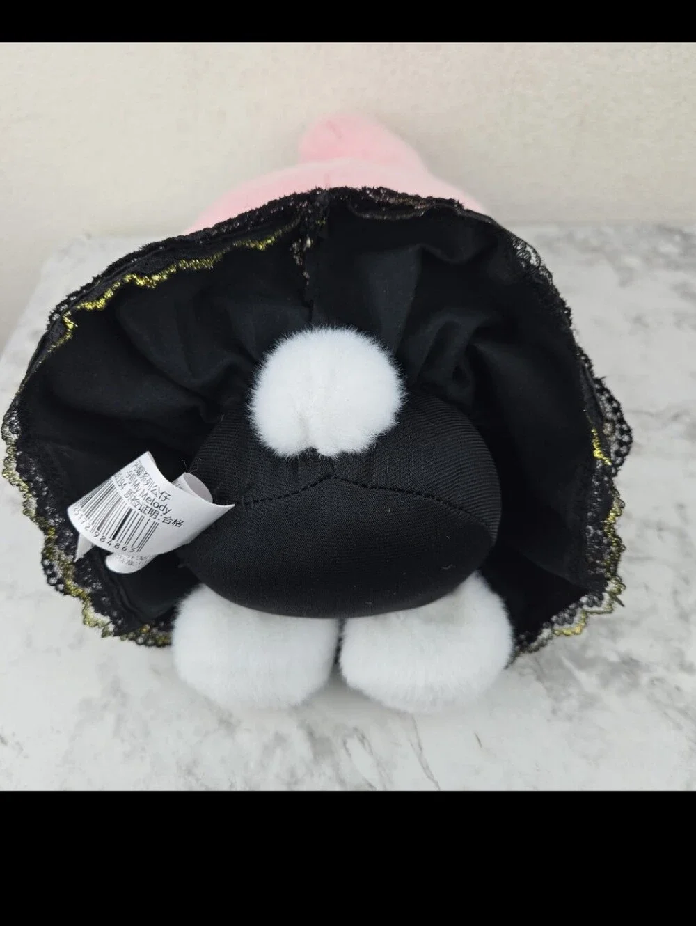 Sanrio My Melody Plush Doll in Pink with Black & Gold Dress